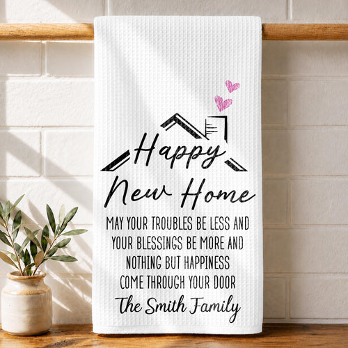Personalized Kitchen Towel Custom Family Name Gift for New Home