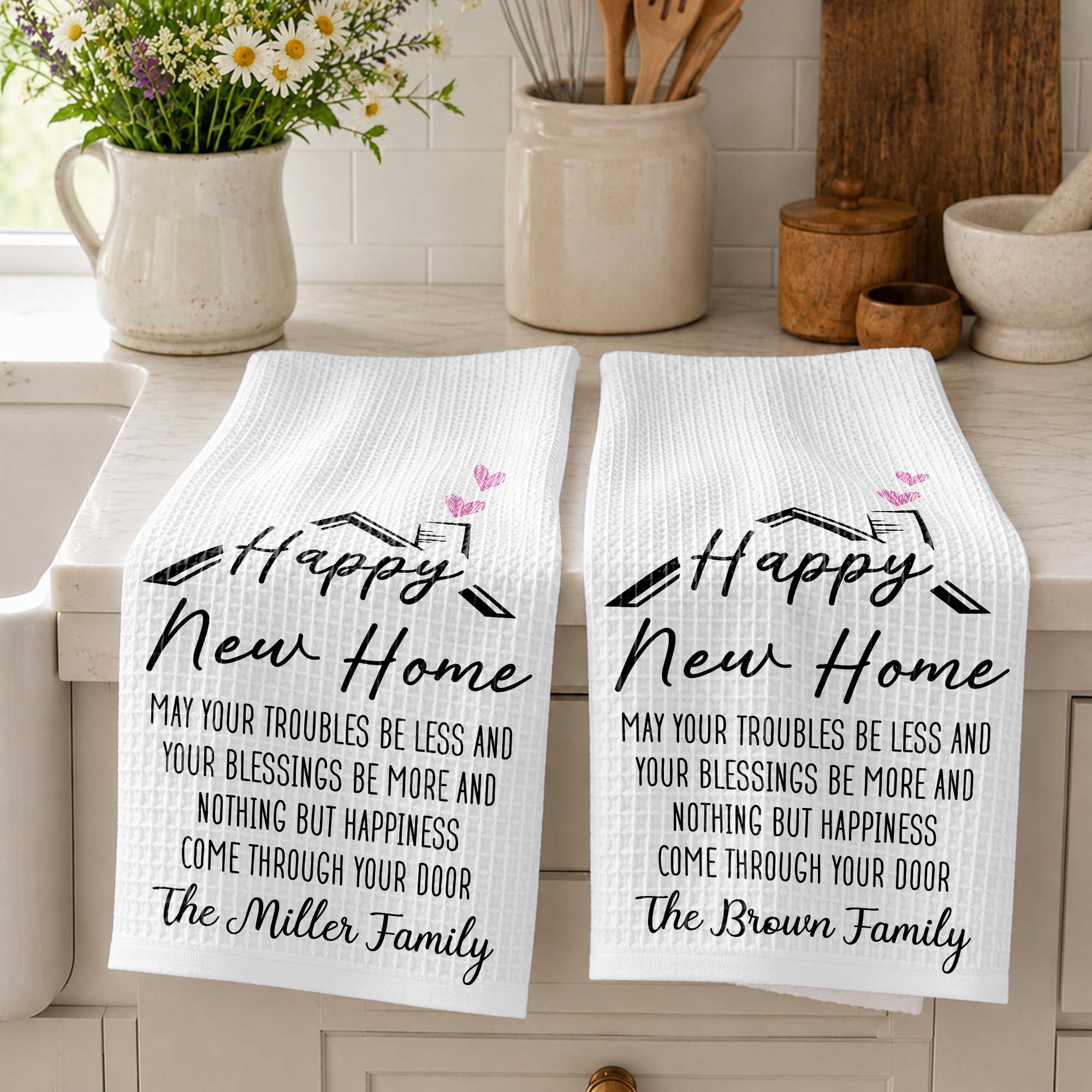 Personalized Kitchen Towel Custom Family Name Gift for New Home