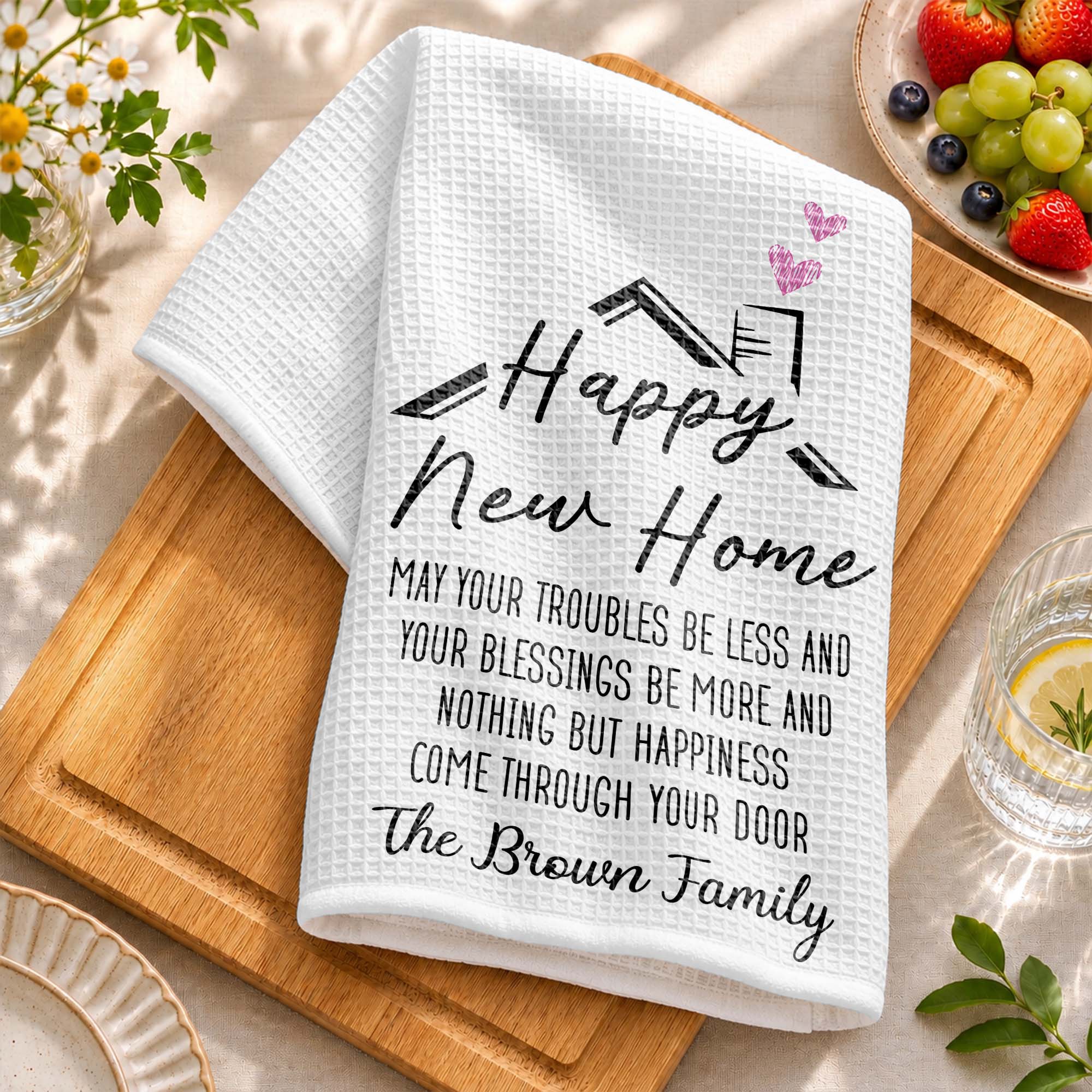 Personalized Kitchen Towel Custom Family Name Gift for New Home