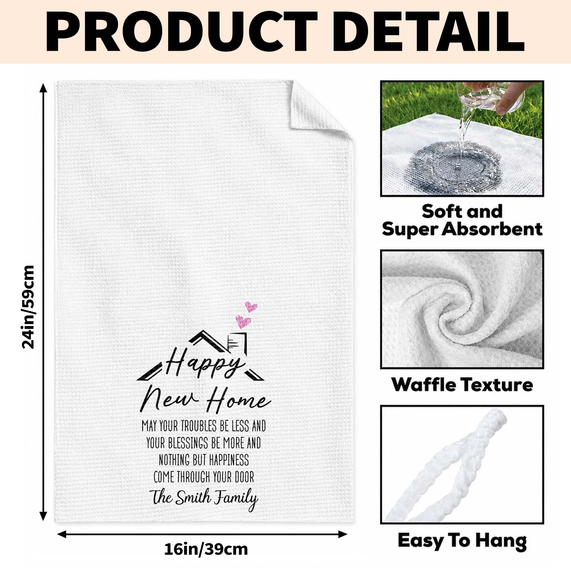 Personalized Kitchen Towel Custom Family Name Gift for New Home