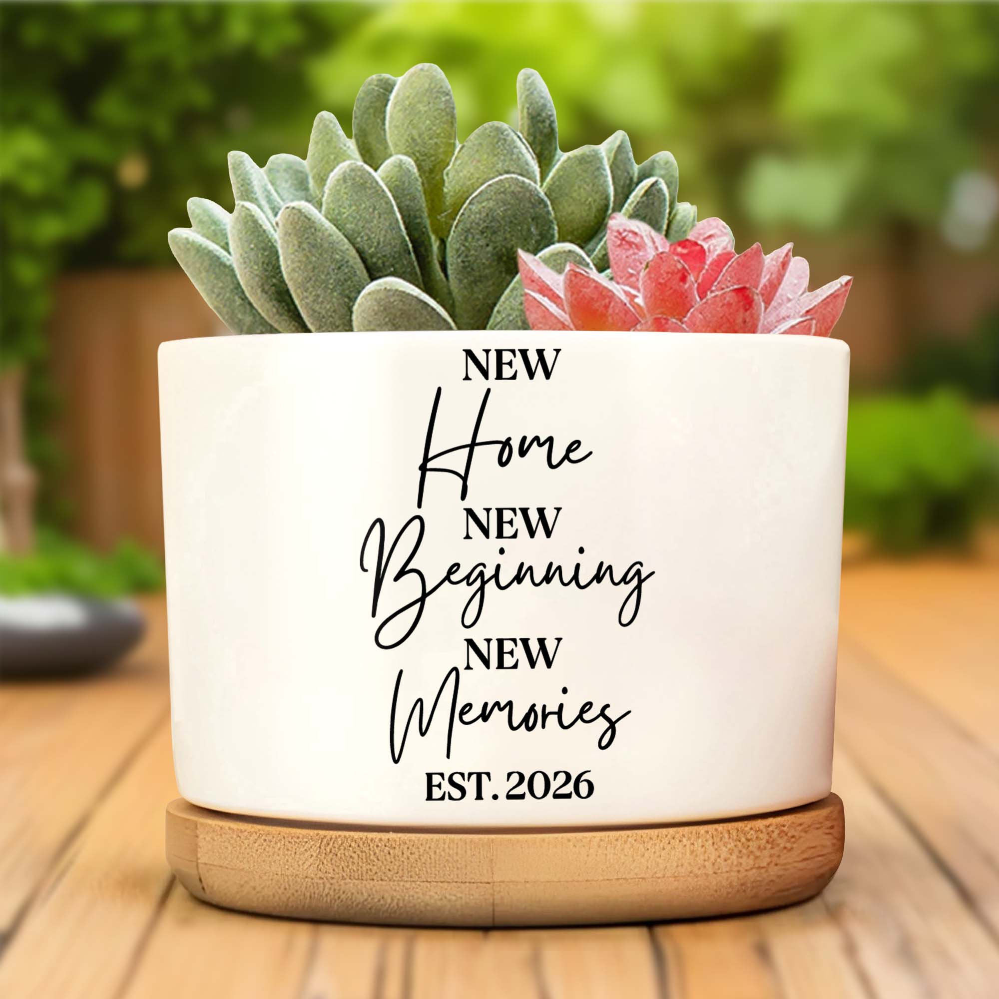 Personalized Ceramic Plant Pot Custom Year Gift for New Home