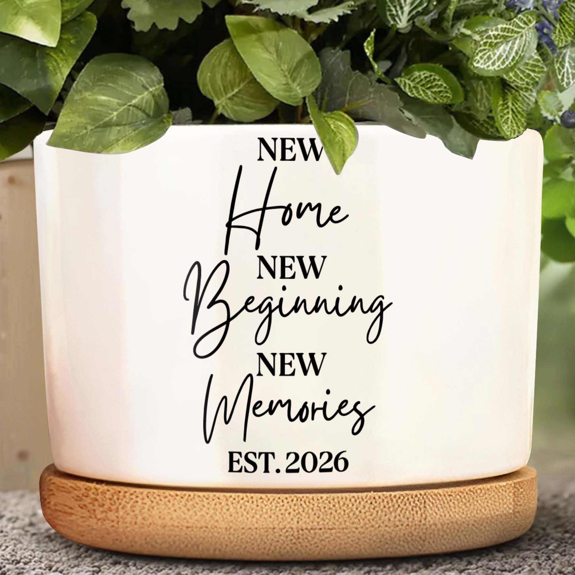 Personalized Ceramic Plant Pot Custom Year Gift for New Home