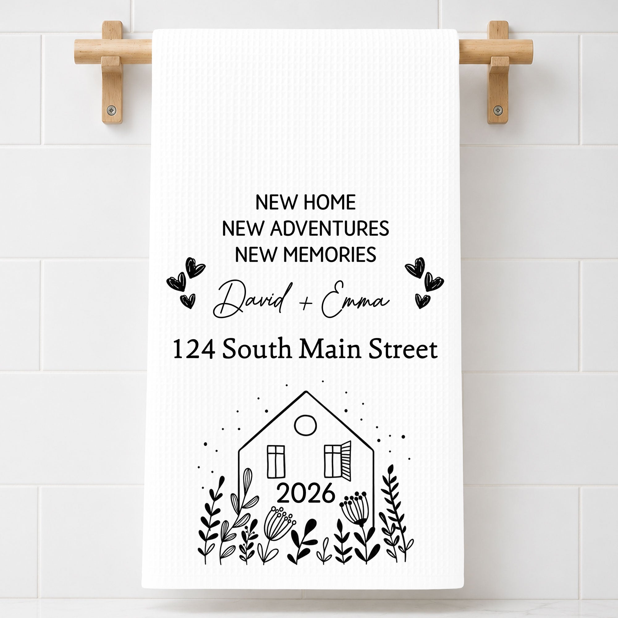 Personalized Kitchen Towel Custom Address Gift for Family