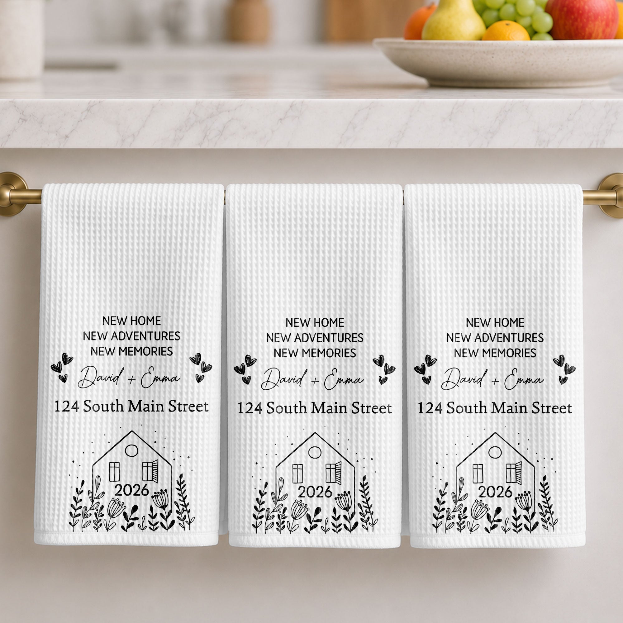 Personalized Kitchen Towel Custom Address Gift for Family