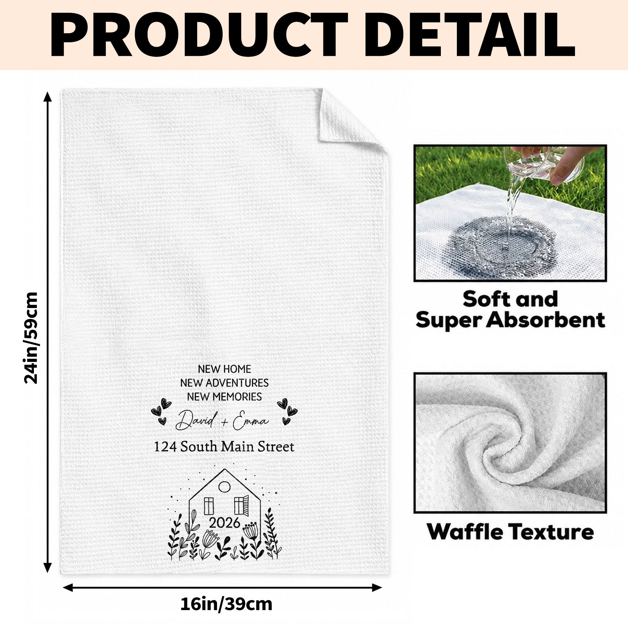Personalized Kitchen Towel Custom Address Gift for Family