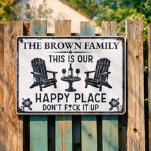 Load image into Gallery viewer, Personalized Metal Sign Custom Family Name Happy Place Gift
