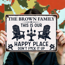 Load image into Gallery viewer, Personalized Metal Sign Custom Family Name Happy Place Gift
