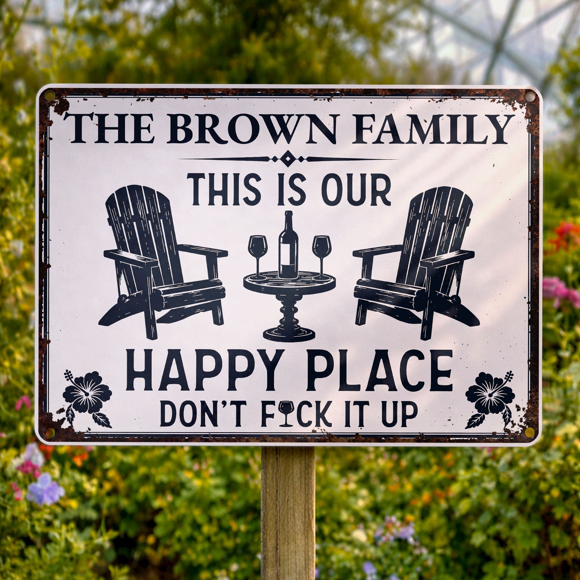 Personalized Metal Sign Custom Family Name Happy Place Gift