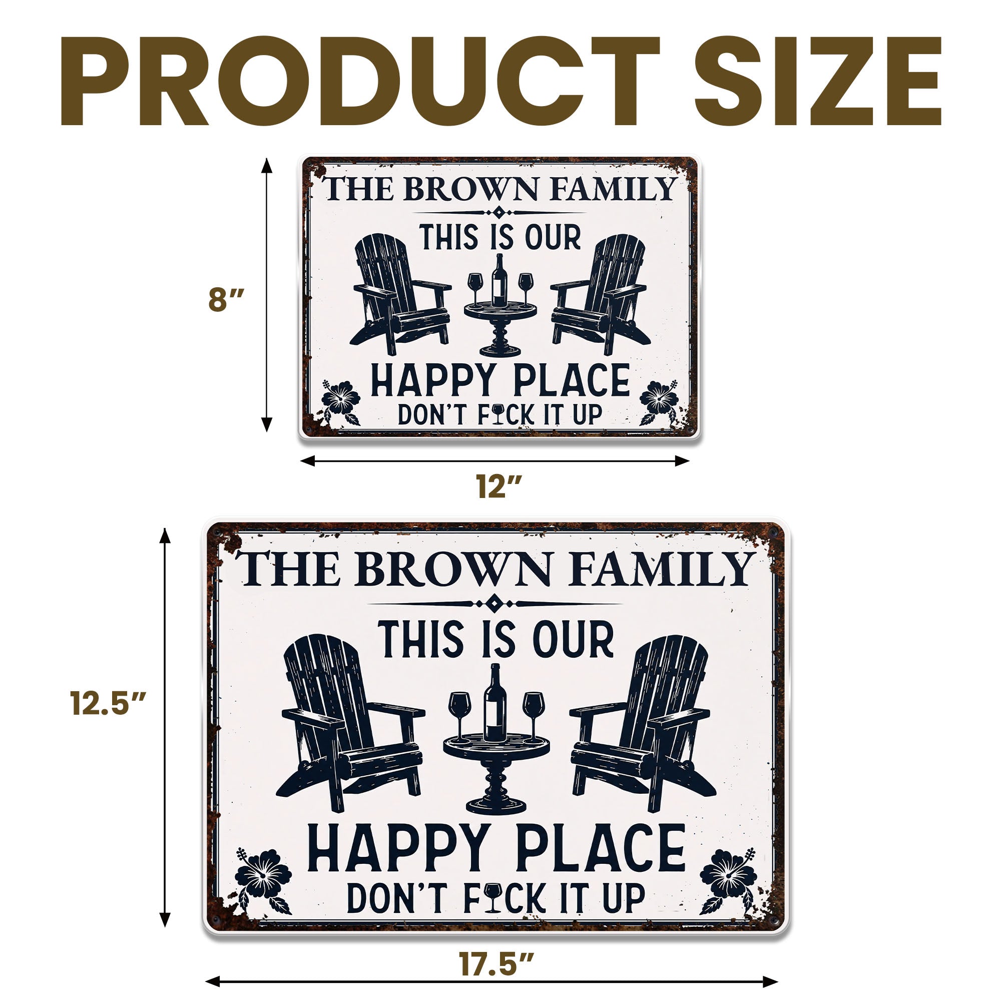 Personalized Metal Sign Custom Family Name Happy Place Gift