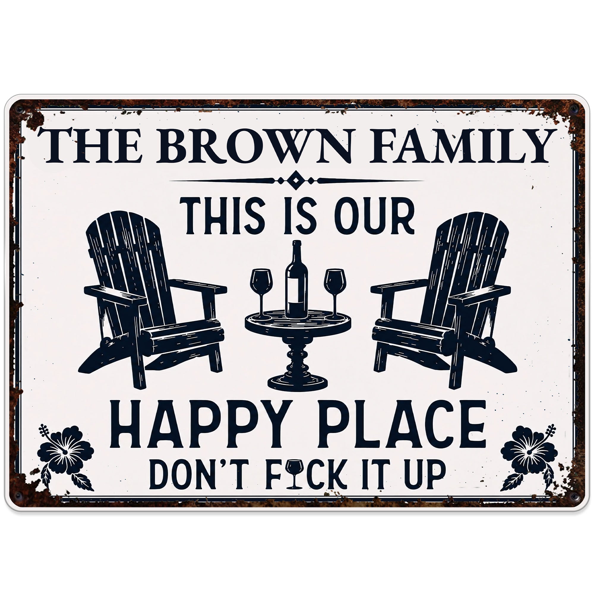 Personalized Metal Sign Custom Family Name Happy Place Gift