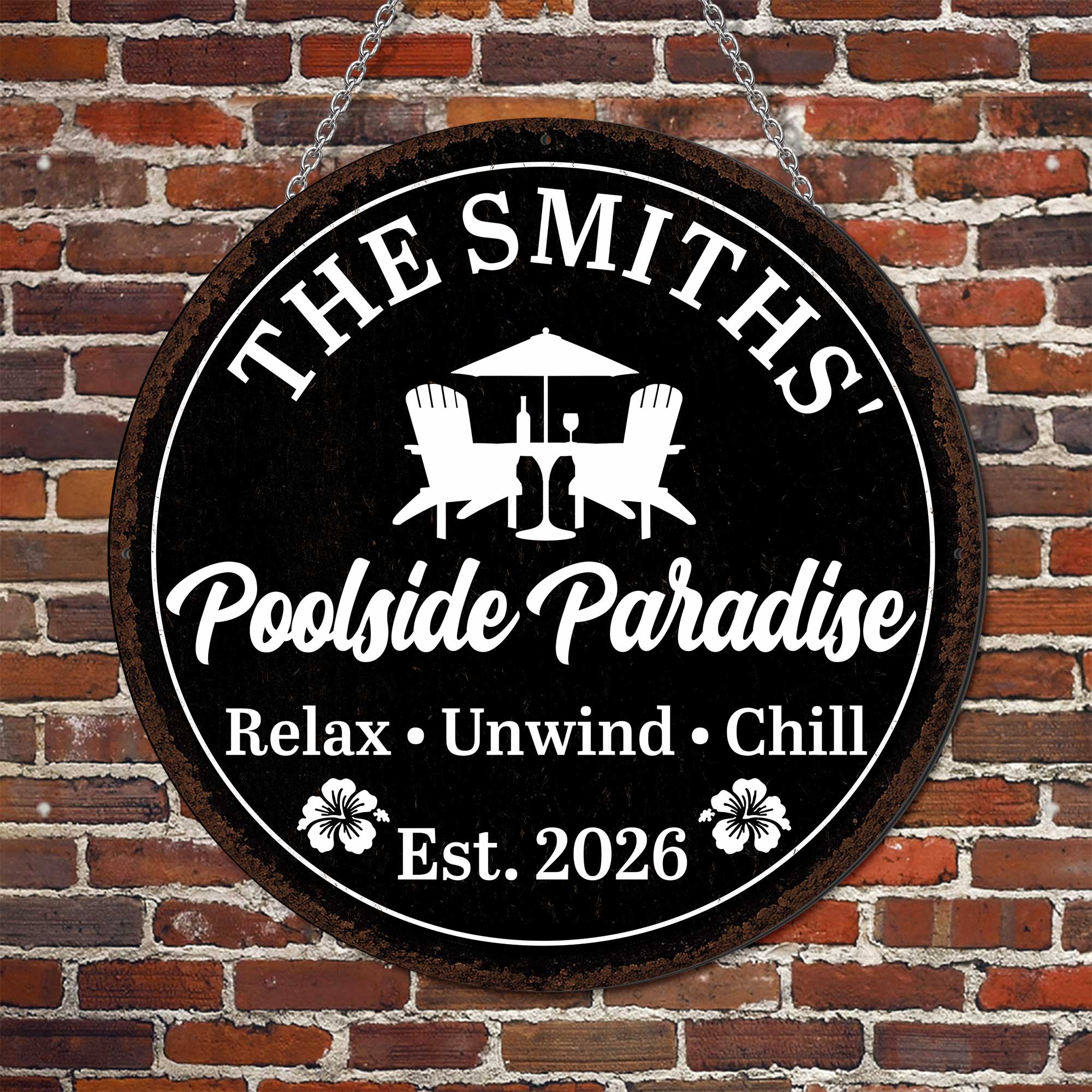 Personalized Custom Shaped Metal Sign with Family Name Decor