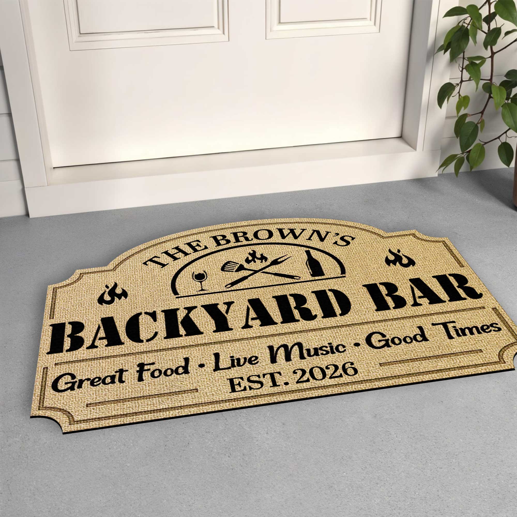 Personalized Custom-Shaped Doormat BBQ Gift for Dad Family