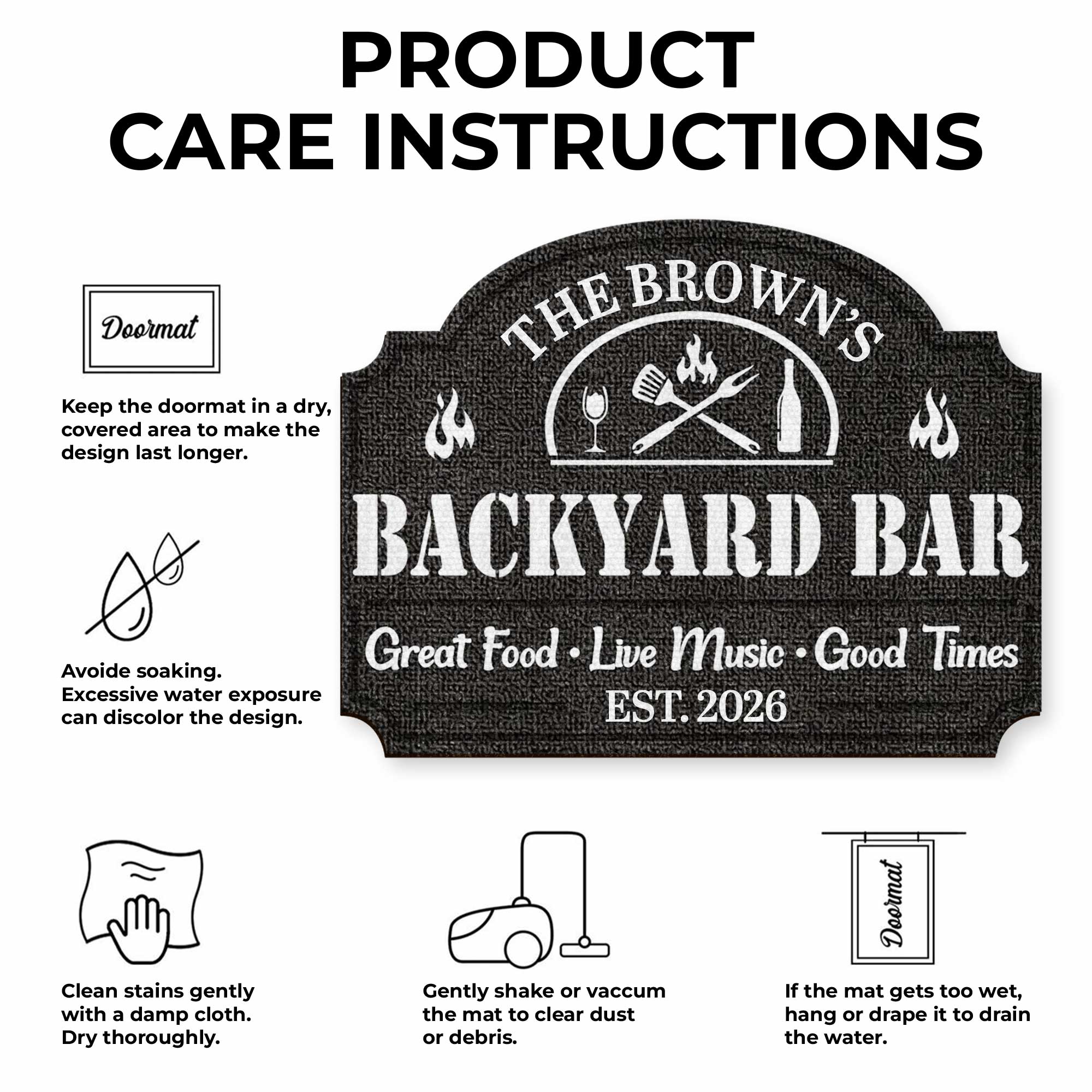 Personalized Custom-Shaped Doormat BBQ Gift for Dad Family
