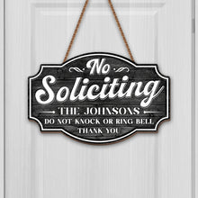 Load image into Gallery viewer, Personalized No Soliciting Wood Sign Custom Wall Decor Gift
