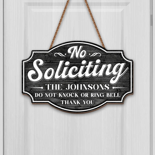 Personalized No Soliciting Wood Sign Custom Wall Decor Gift