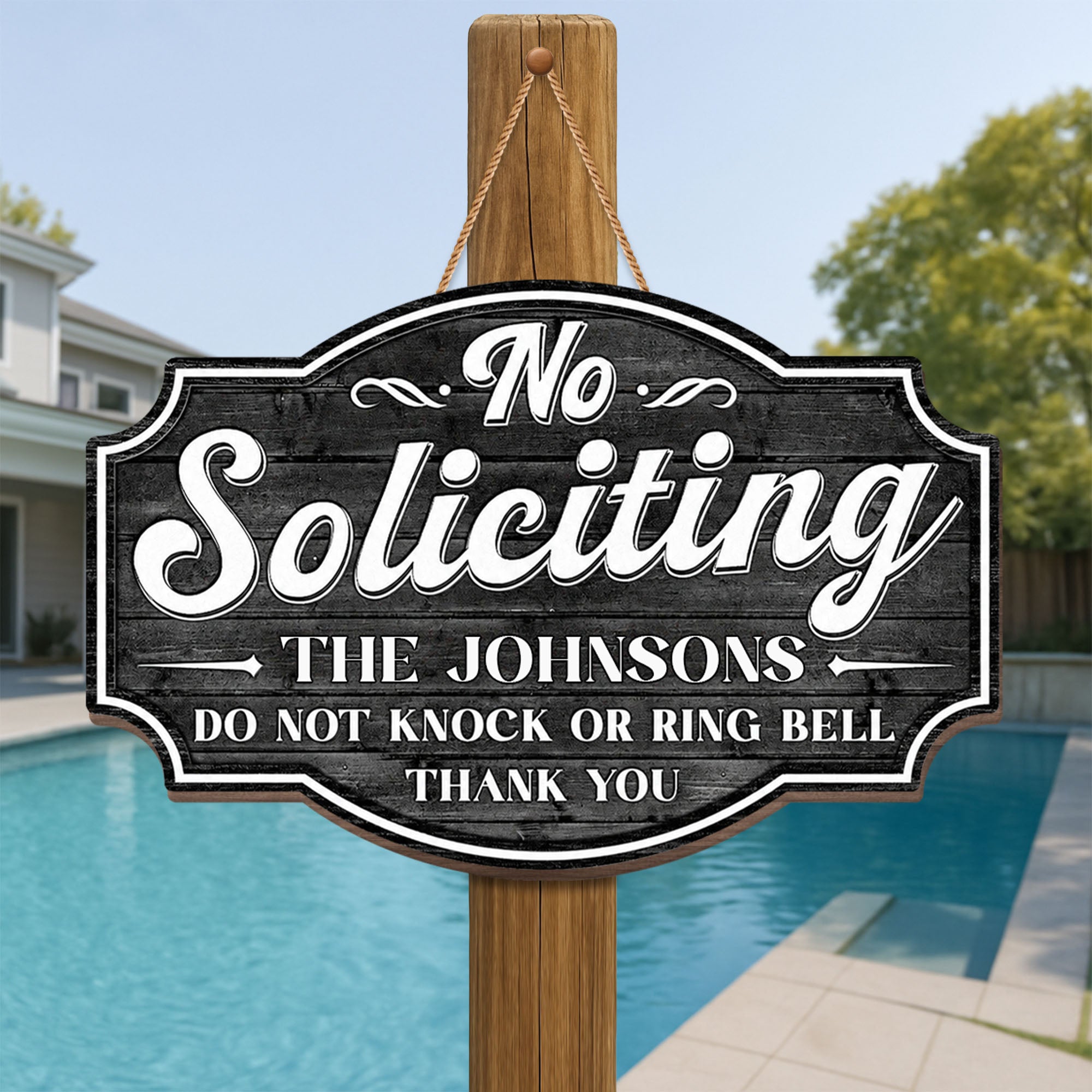 Personalized No Soliciting Wood Sign Custom Wall Decor Gift
