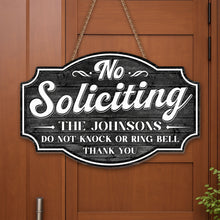 Load image into Gallery viewer, Personalized No Soliciting Wood Sign Custom Wall Decor Gift
