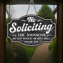 Load image into Gallery viewer, Personalized No Soliciting Wood Sign Custom Wall Decor Gift
