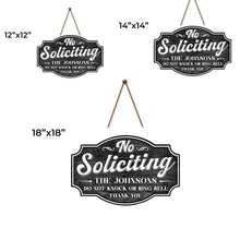 Load image into Gallery viewer, Personalized No Soliciting Wood Sign Custom Wall Decor Gift
