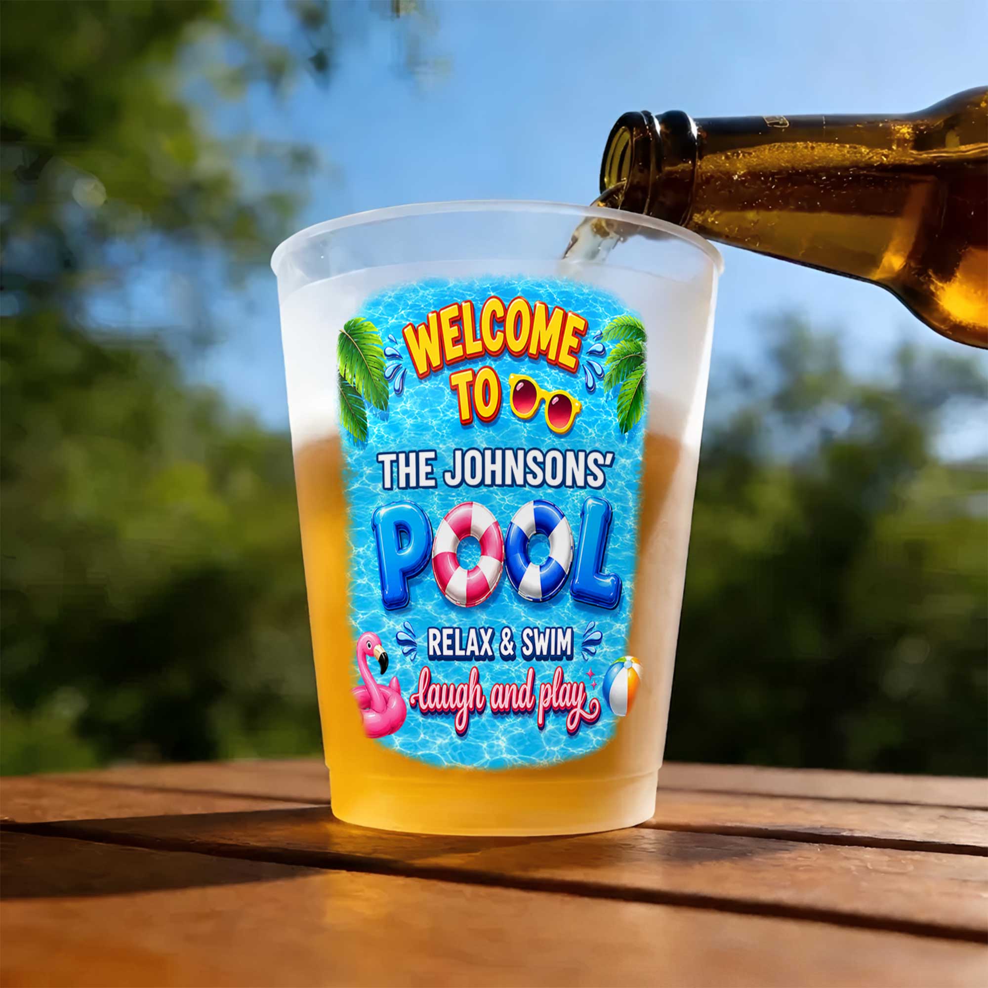 Personalized Frosted Cups Custom Name Pool Party Gift
