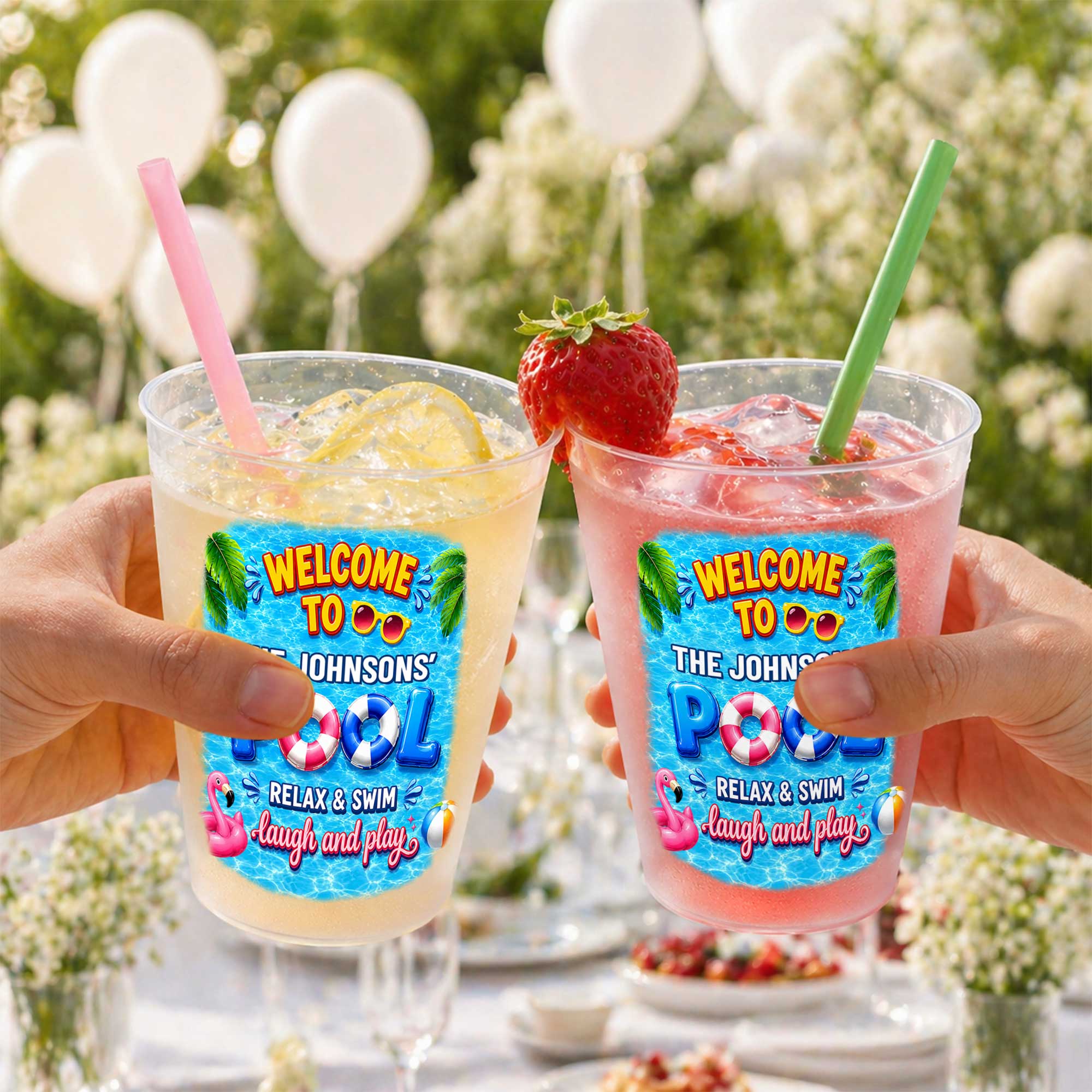 Personalized Frosted Cups Custom Name Pool Party Gift