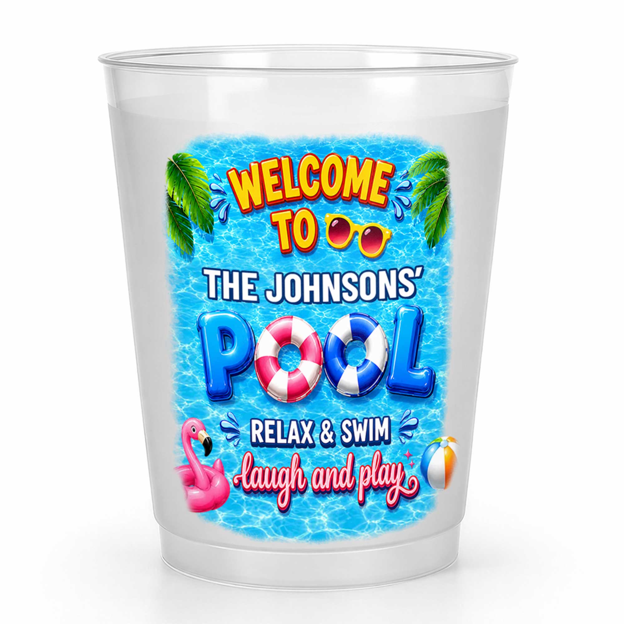 Personalized Frosted Cups Custom Name Pool Party Gift