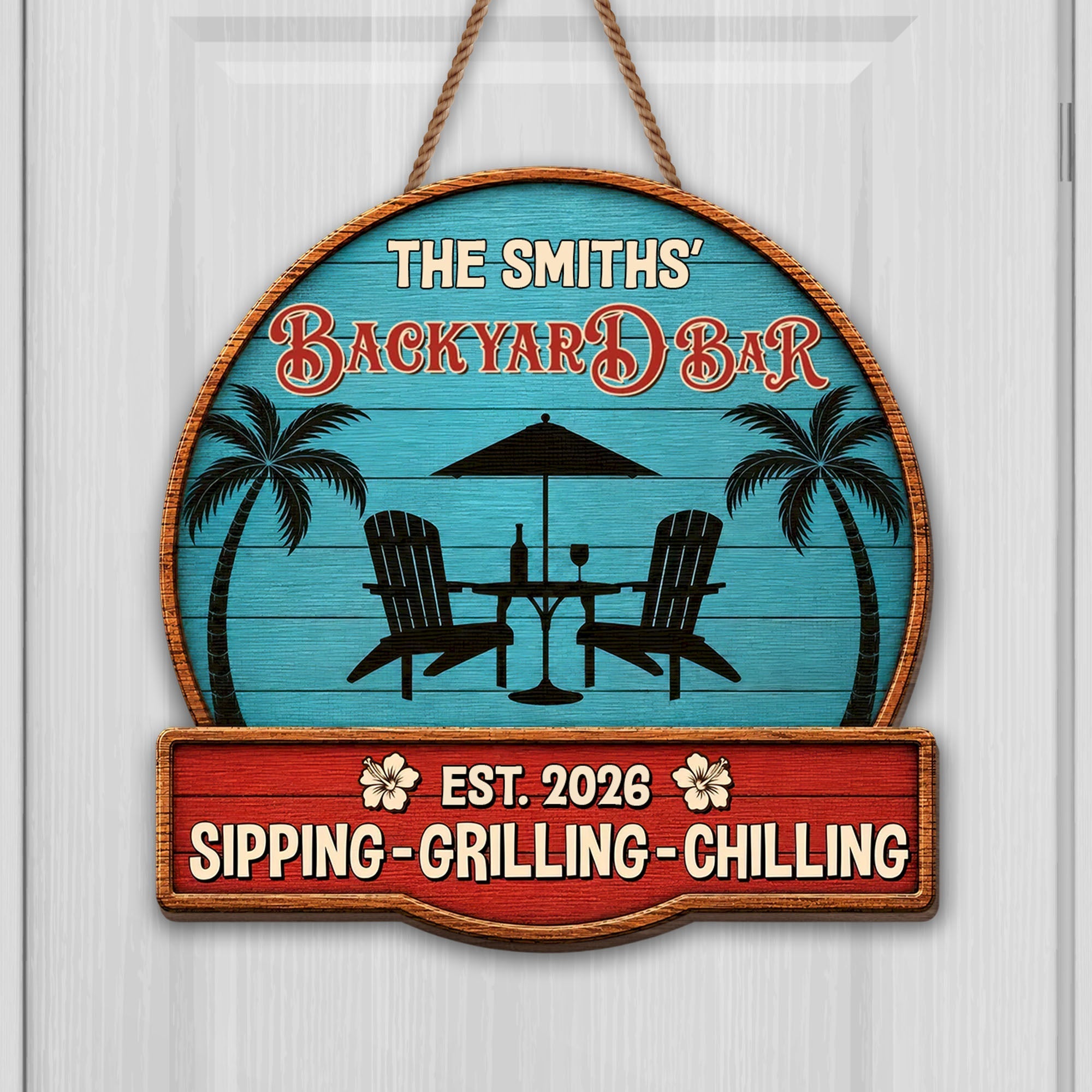 Personalized Custom Wood Sign Backyard Bar Gift for Family