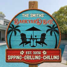 Load image into Gallery viewer, Personalized Custom Wood Sign Backyard Bar Gift for Family
