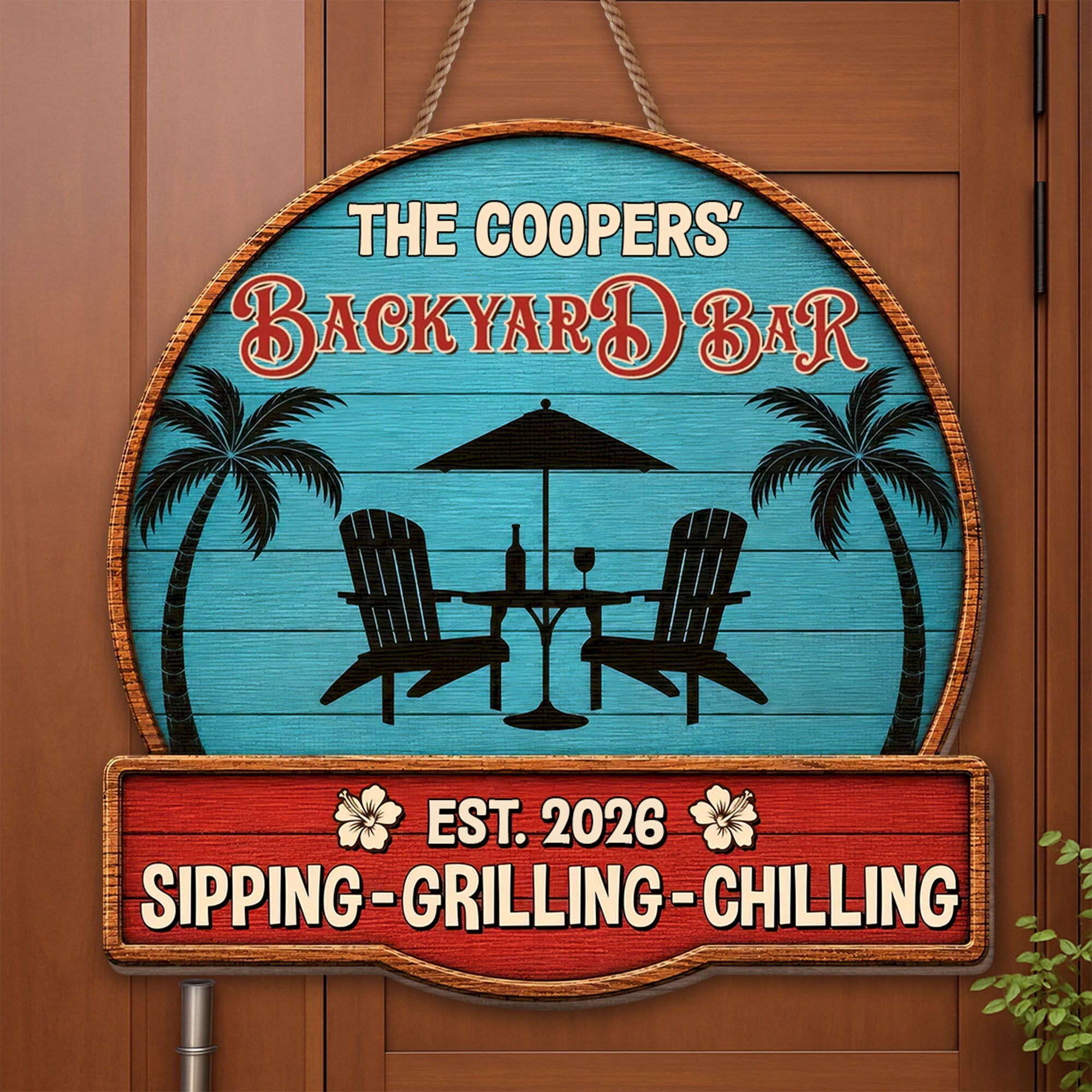 Personalized Custom Wood Sign Backyard Bar Gift for Family