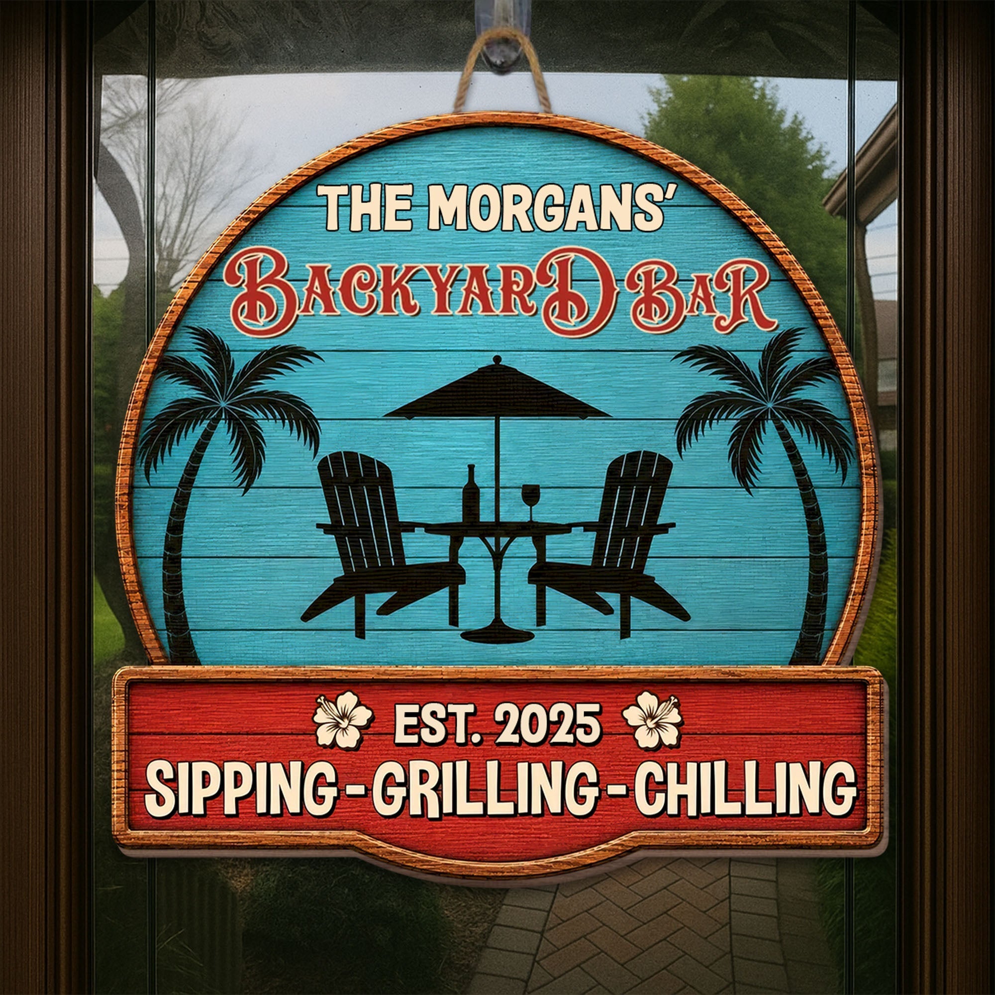 Personalized Custom Wood Sign Backyard Bar Gift for Family