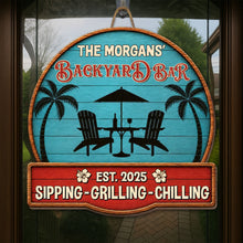 Load image into Gallery viewer, Personalized Custom Wood Sign Backyard Bar Gift for Family
