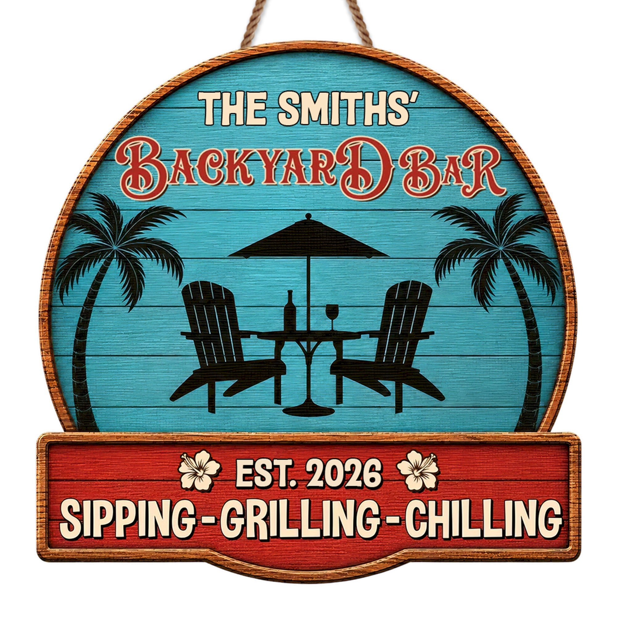 Personalized Custom Wood Sign Backyard Bar Gift for Family