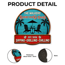 Load image into Gallery viewer, Personalized Custom Shaped Doormat with Palm Trees &amp; Chairs
