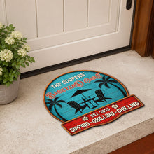 Load image into Gallery viewer, Personalized Custom Shaped Doormat with Palm Trees &amp; Chairs
