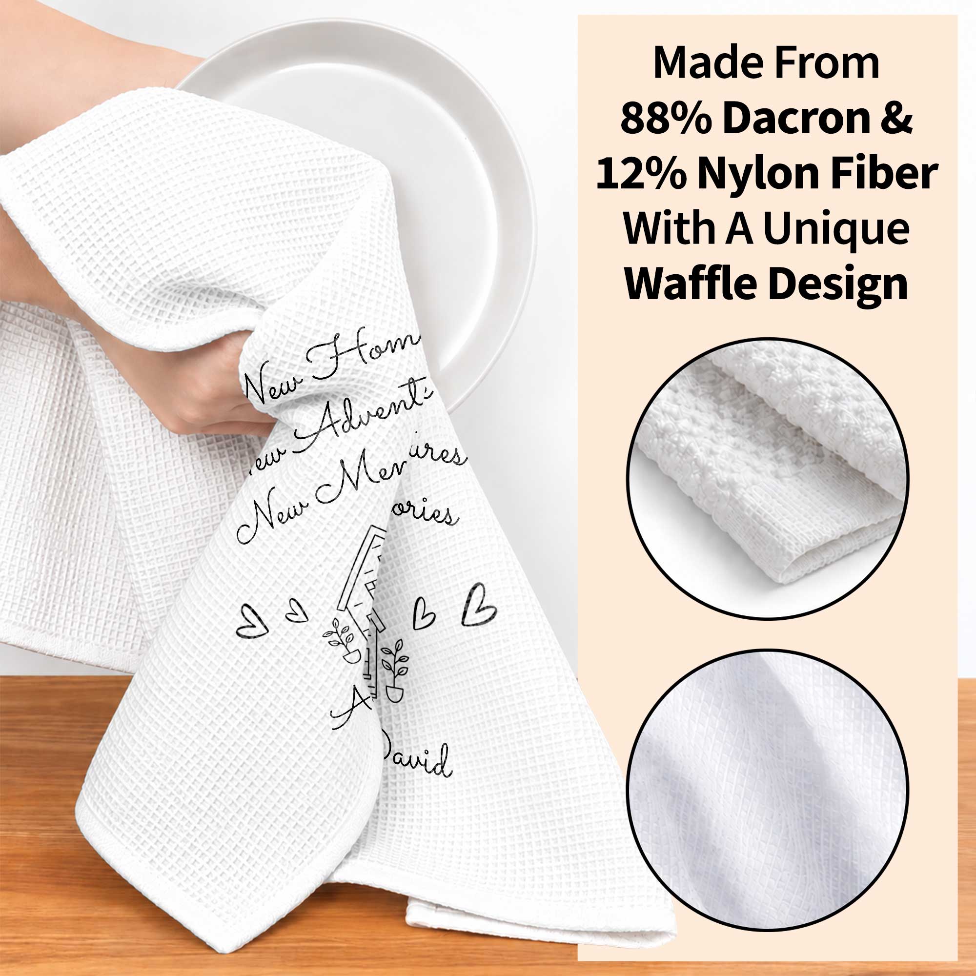 Personalized Kitchen Towel Custom House Hearts Gift for Family