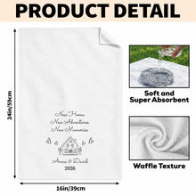 Load image into Gallery viewer, Personalized Kitchen Towel Custom House Hearts Gift for Family
