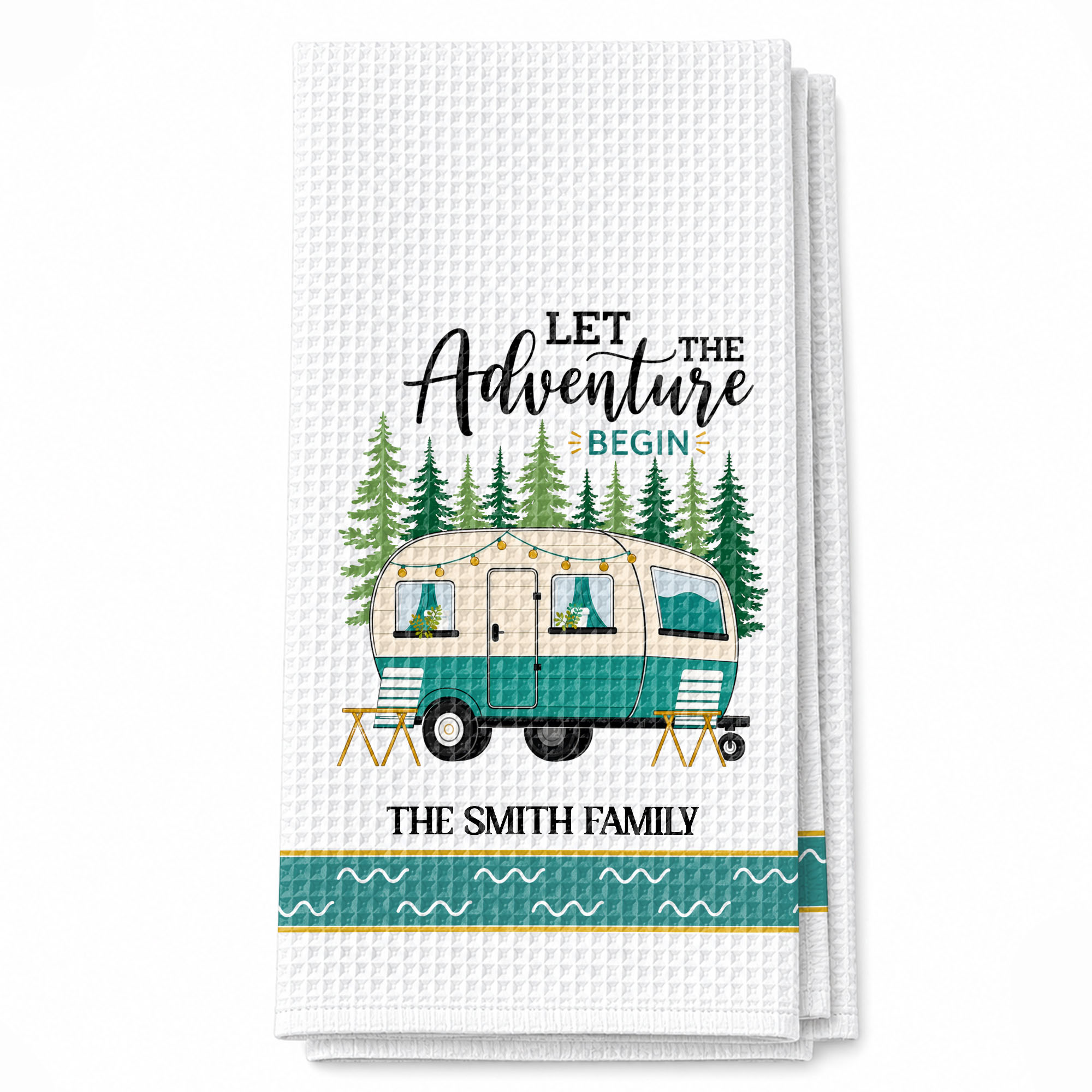 Personalized Family Camper Kitchen Towel Custom Name Gift