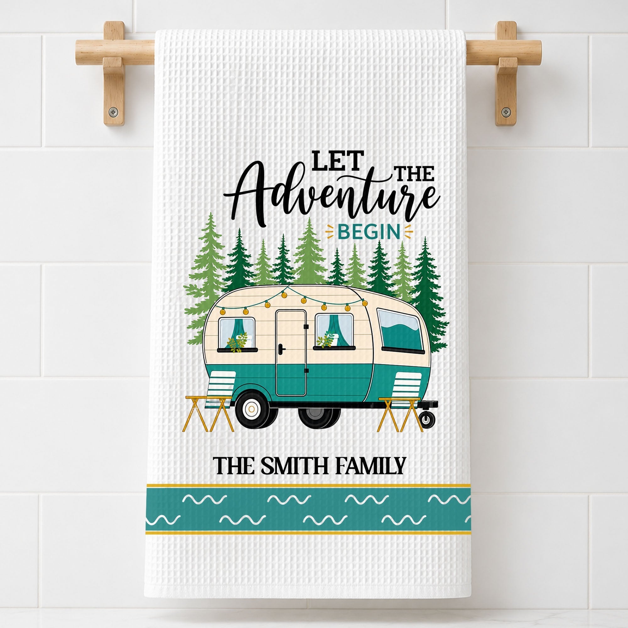 Personalized Family Camper Kitchen Towel Custom Name Gift
