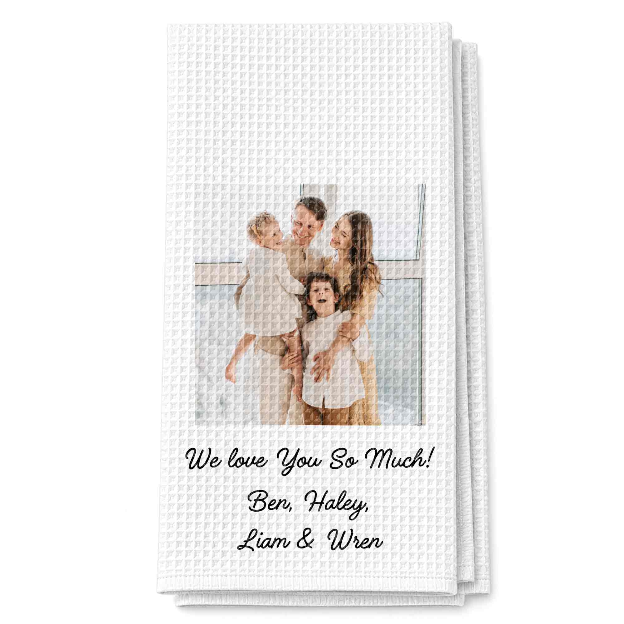 Personalized Family Kitchen Towel Custom Photo Gift for Mom