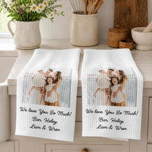Load image into Gallery viewer, Personalized Family Kitchen Towel Custom Photo Gift for Mom
