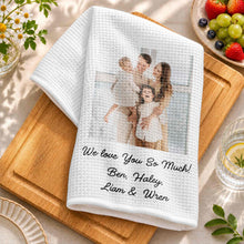 Load image into Gallery viewer, Personalized Family Kitchen Towel Custom Photo Gift for Mom

