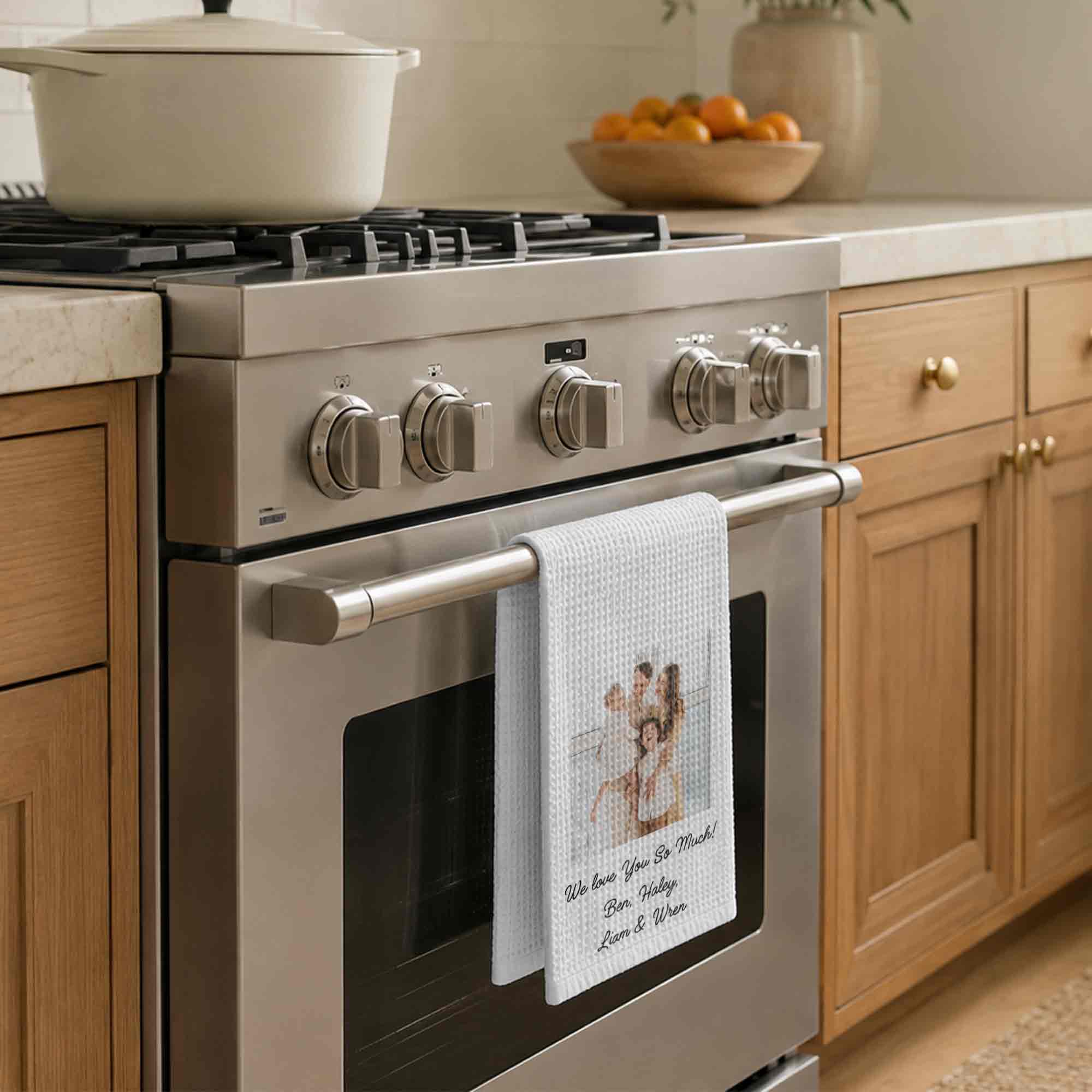 Personalized Family Kitchen Towel Custom Photo Gift for Mom