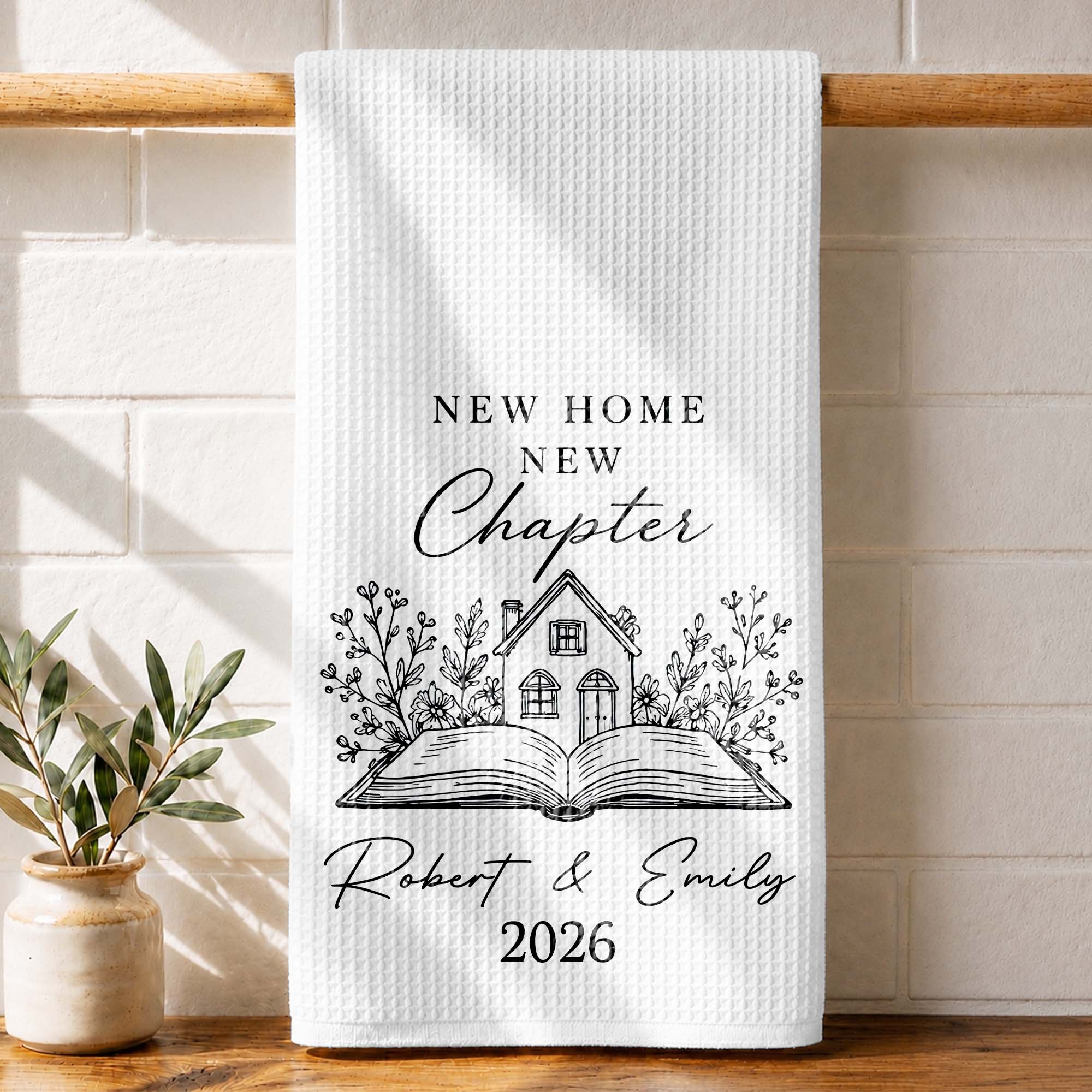 Personalized Kitchen Towel Custom Name Floral New Home Gift