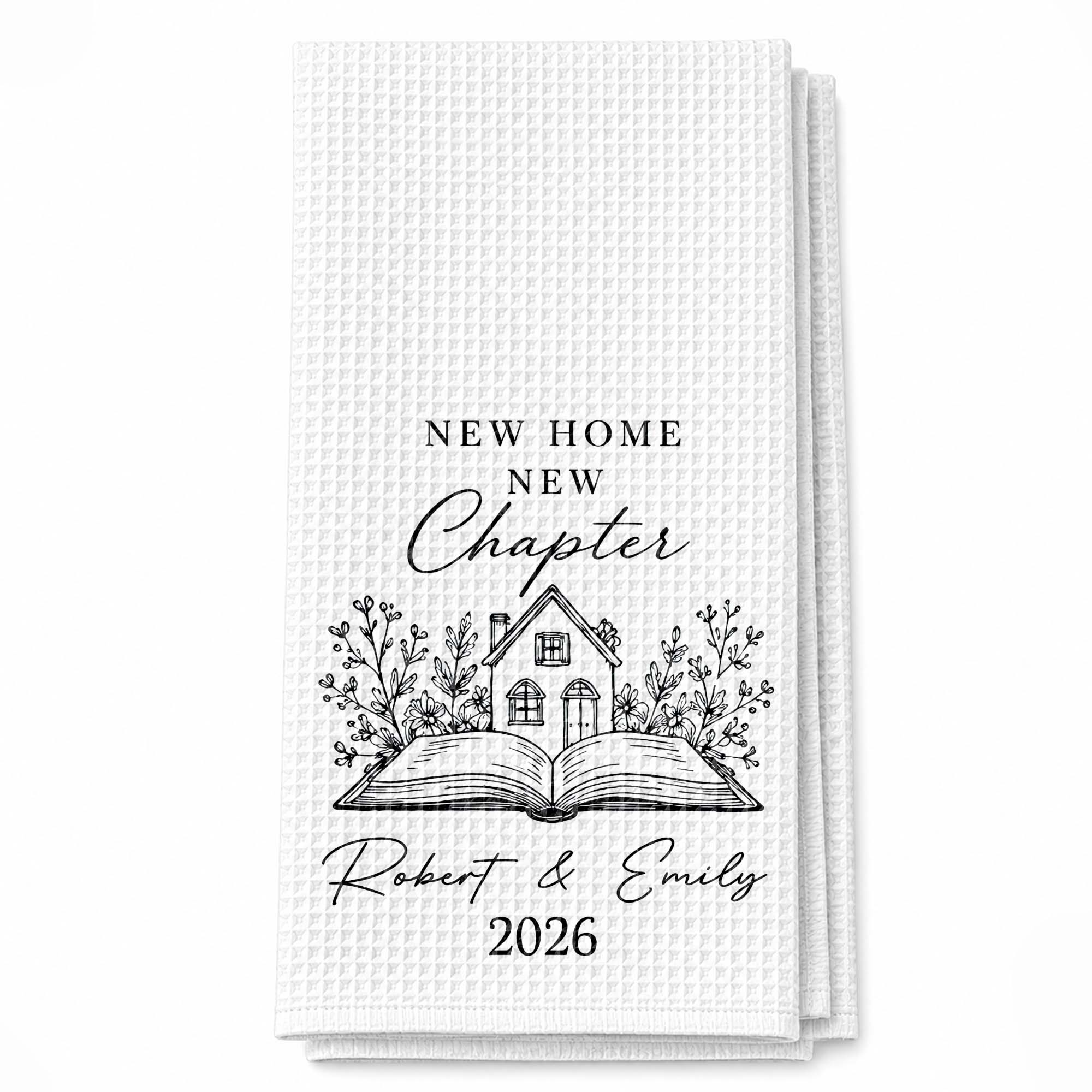Personalized Kitchen Towel Custom Name Floral New Home Gift