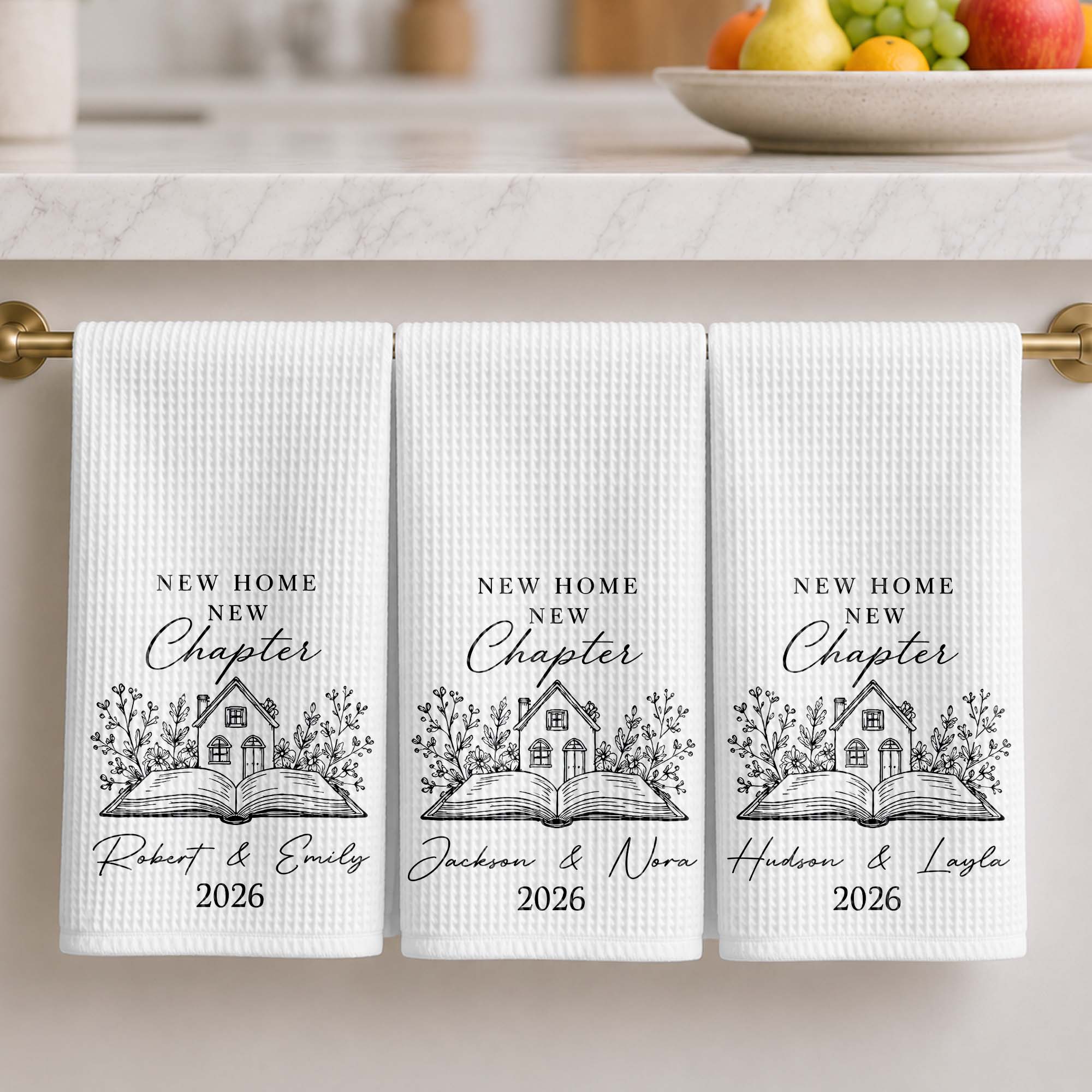 Personalized Kitchen Towel Custom Name Floral New Home Gift