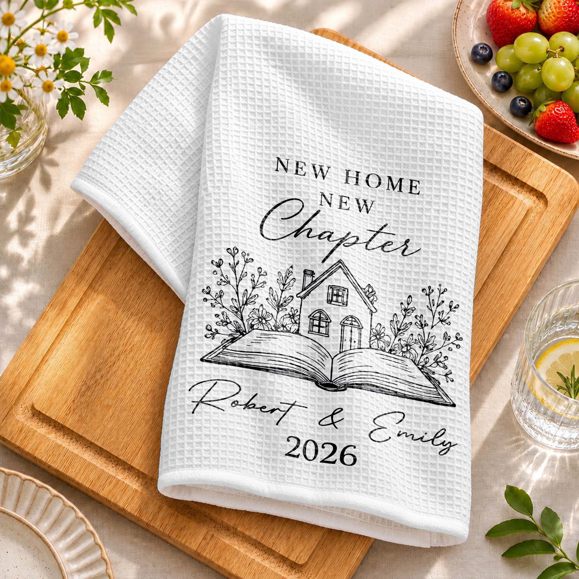 Personalized Kitchen Towel Custom Name Floral New Home Gift