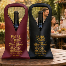 Load image into Gallery viewer, Personalized Leather Wine Bag Custom Name Gift for Couples
