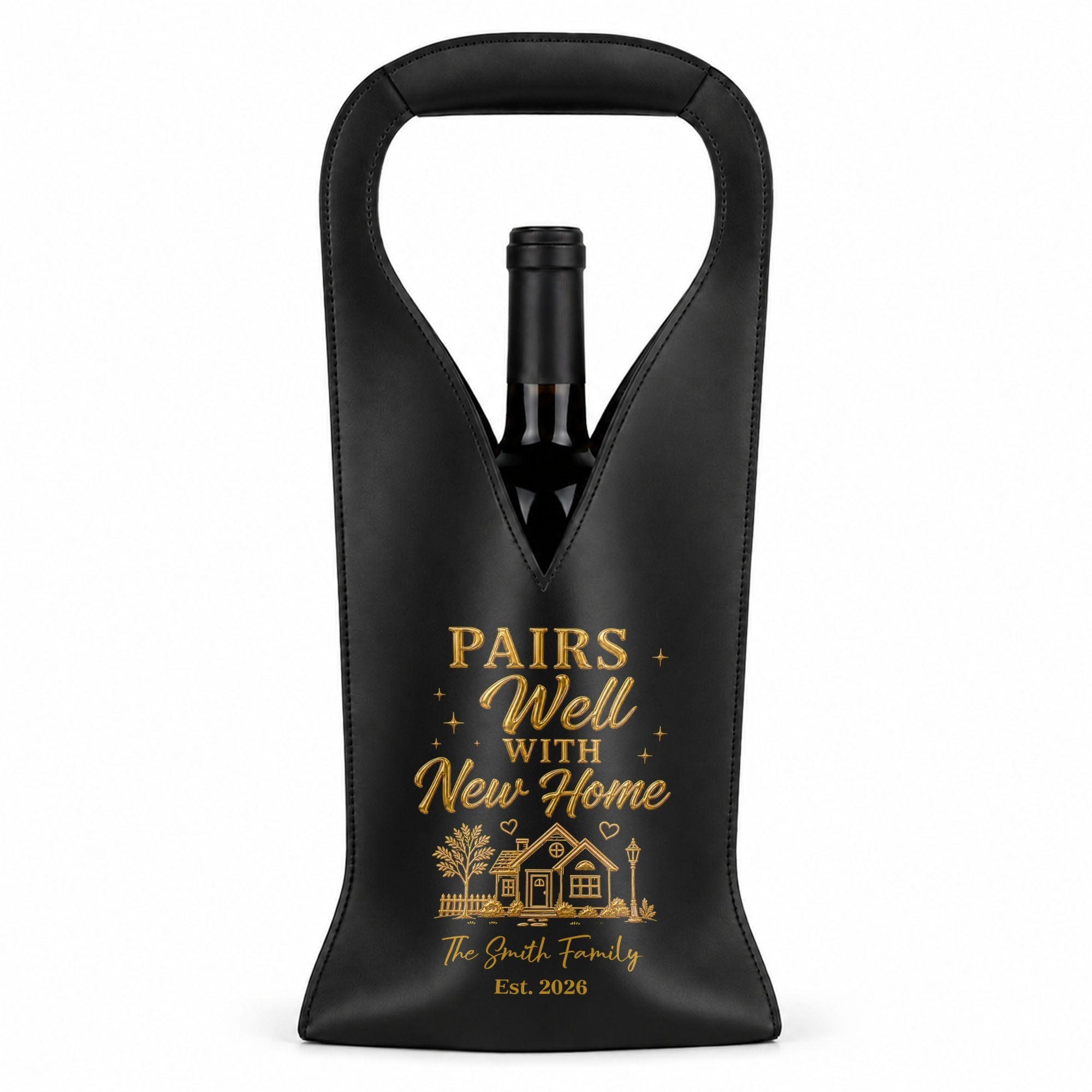 Personalized Leather Wine Bag Custom Name Gift for Couples