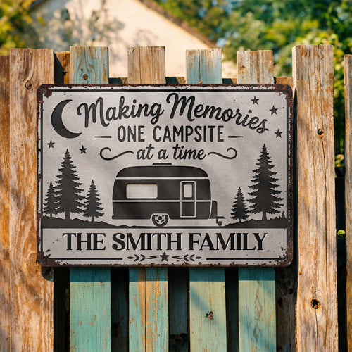 Personalized Metal Sign for Camping Lovers Custom Family Gift
