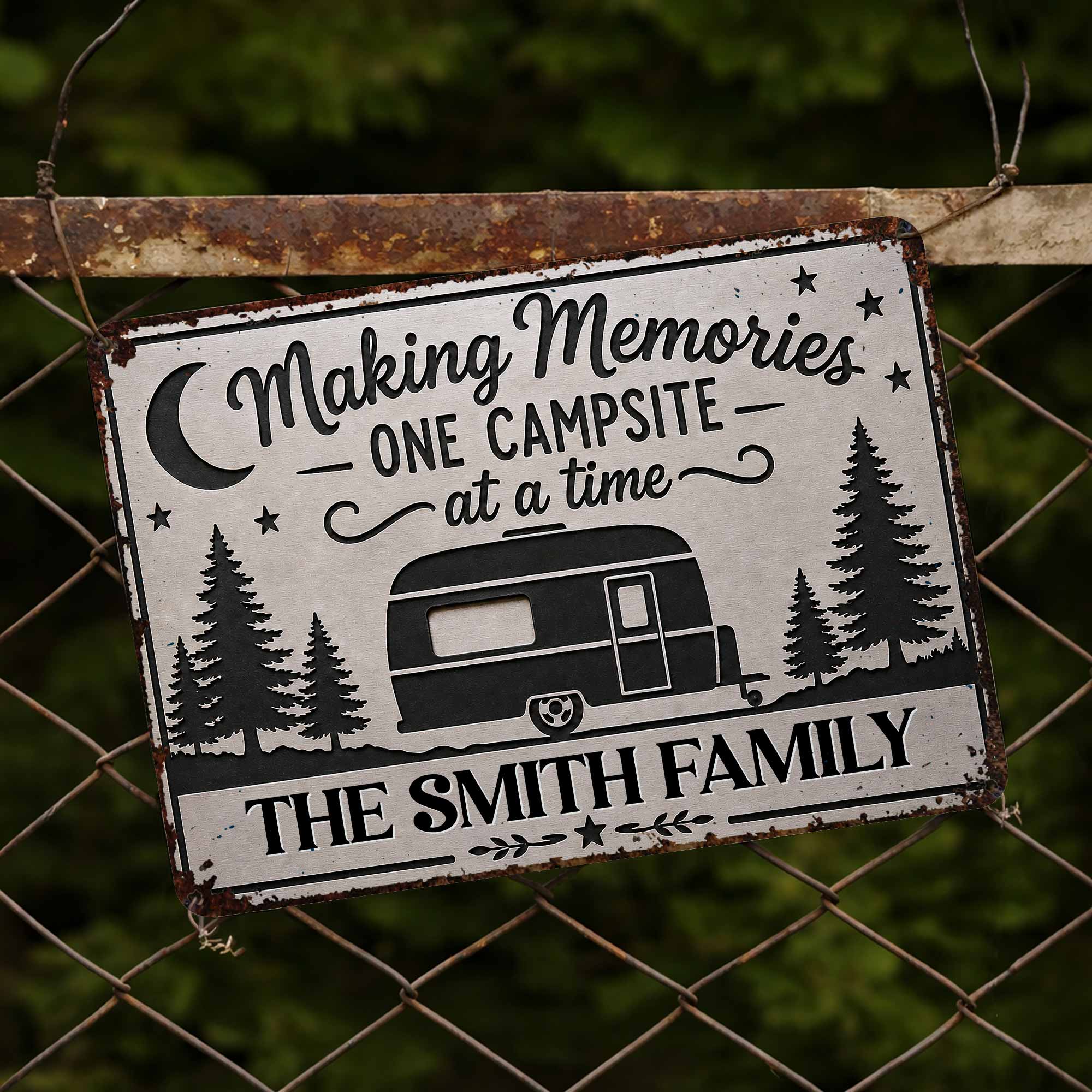 Personalized Metal Sign for Camping Lovers Custom Family Gift